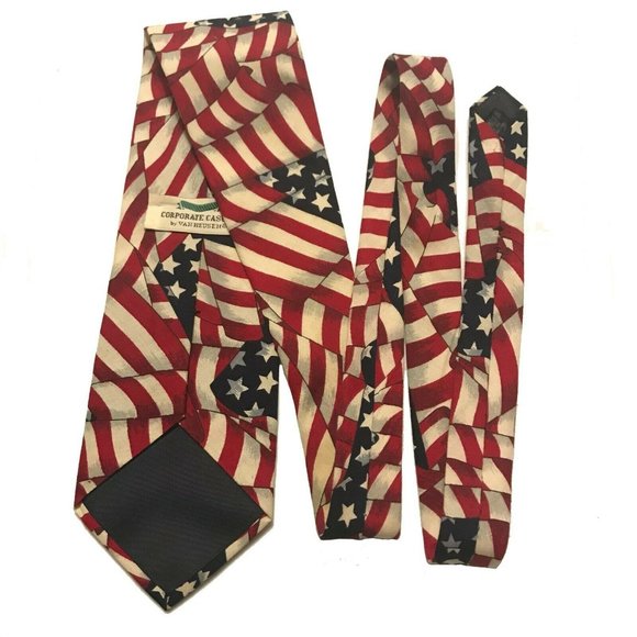 Necktie Stars and Stripes Corporate Casual Van Heusen Red White Blue 56" - Picture 3 of 5